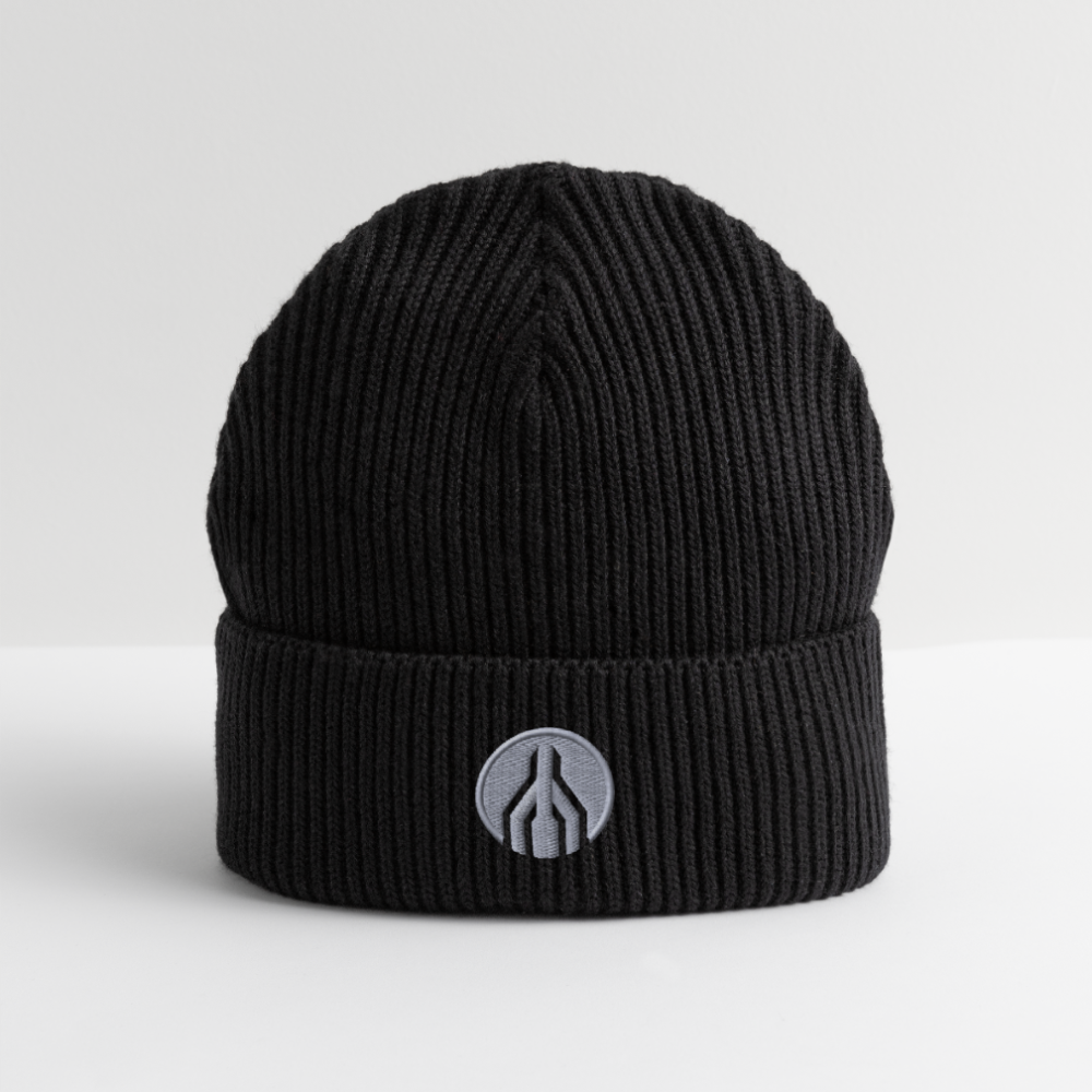 MAYDAY Beanie - weißer Stick - Schwarz