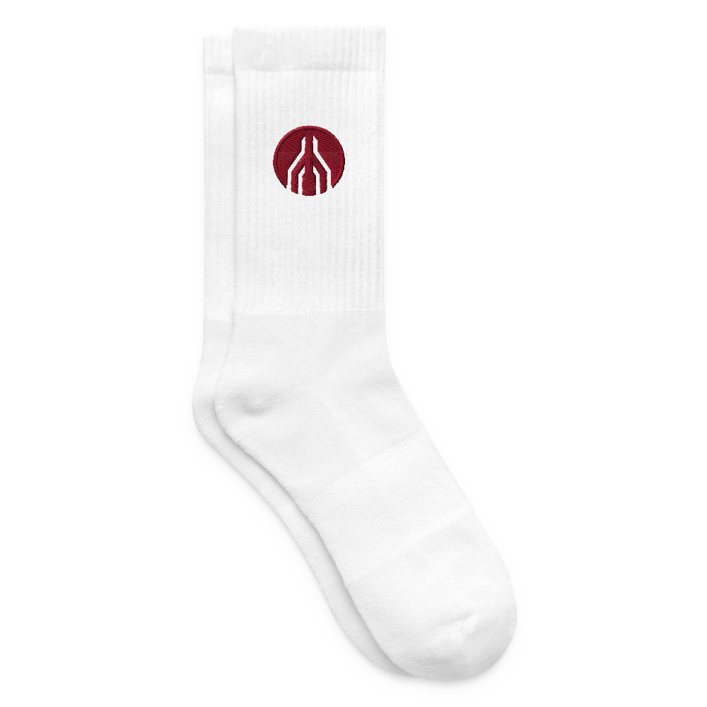 MAYDAY Tennissocken - roter Stick - Weiß