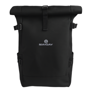 MAYDAY Rolltop Rucksack - weißer Stick - Schwarz