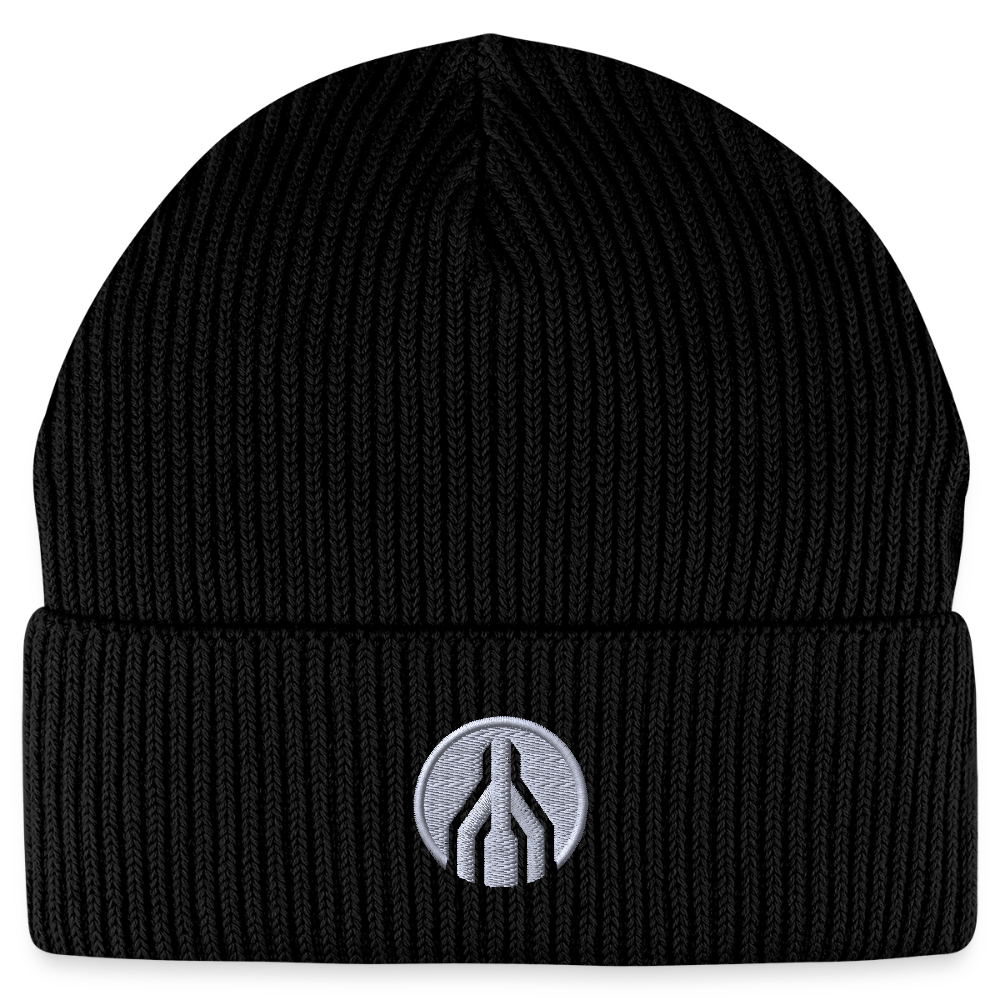 MAYDAY Beanie - weißer Stick - Schwarz
