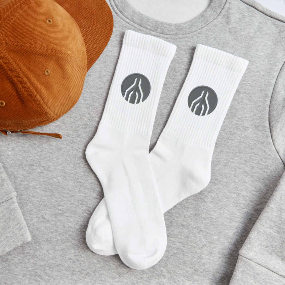 MAYDAY Tennissocken - grauer Stick - Weiß