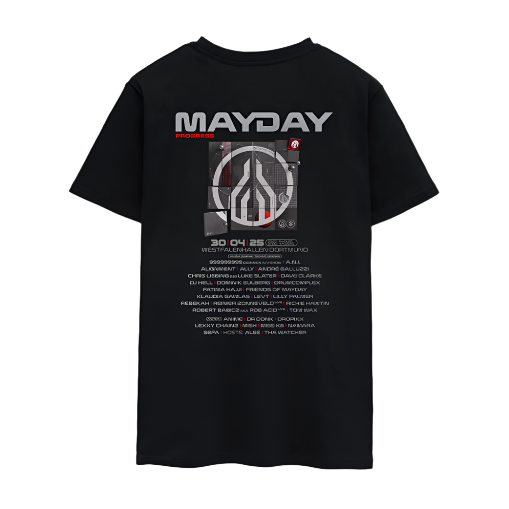 MAYDAY Grid Pulse Line-Up 2025 - Unisex T-Shirt - Schwarz