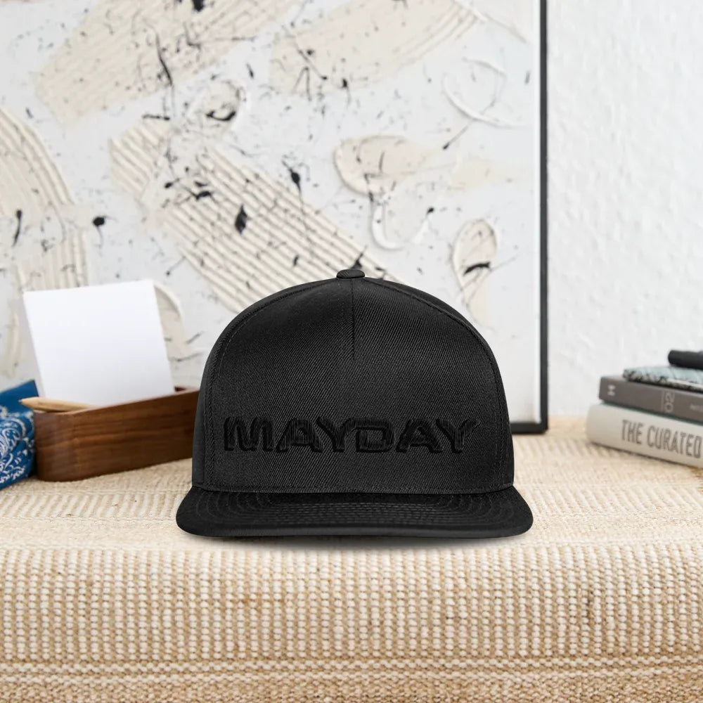 MAYDAY Snapback Cap - black on black 3D Stick