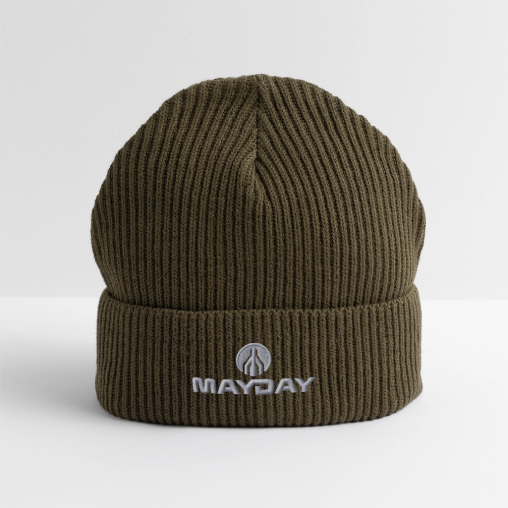 MAYDAY Rocket & Logo Beanie - weißer Stick - Khaki