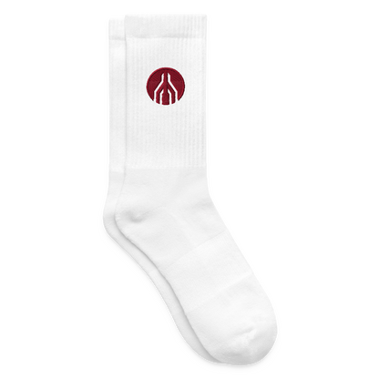 MAYDAY Tennissocken - roter Stick - Weiß