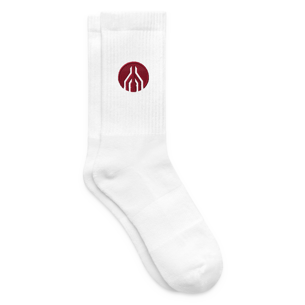 MAYDAY Tennissocken - roter Stick - Weiß