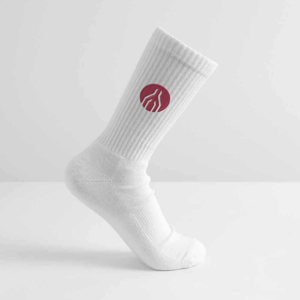 MAYDAY Tennissocken - roter Stick - Weiß