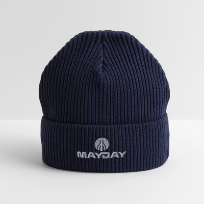 MAYDAY Rocket & Logo Beanie - weißer Stick - Navy