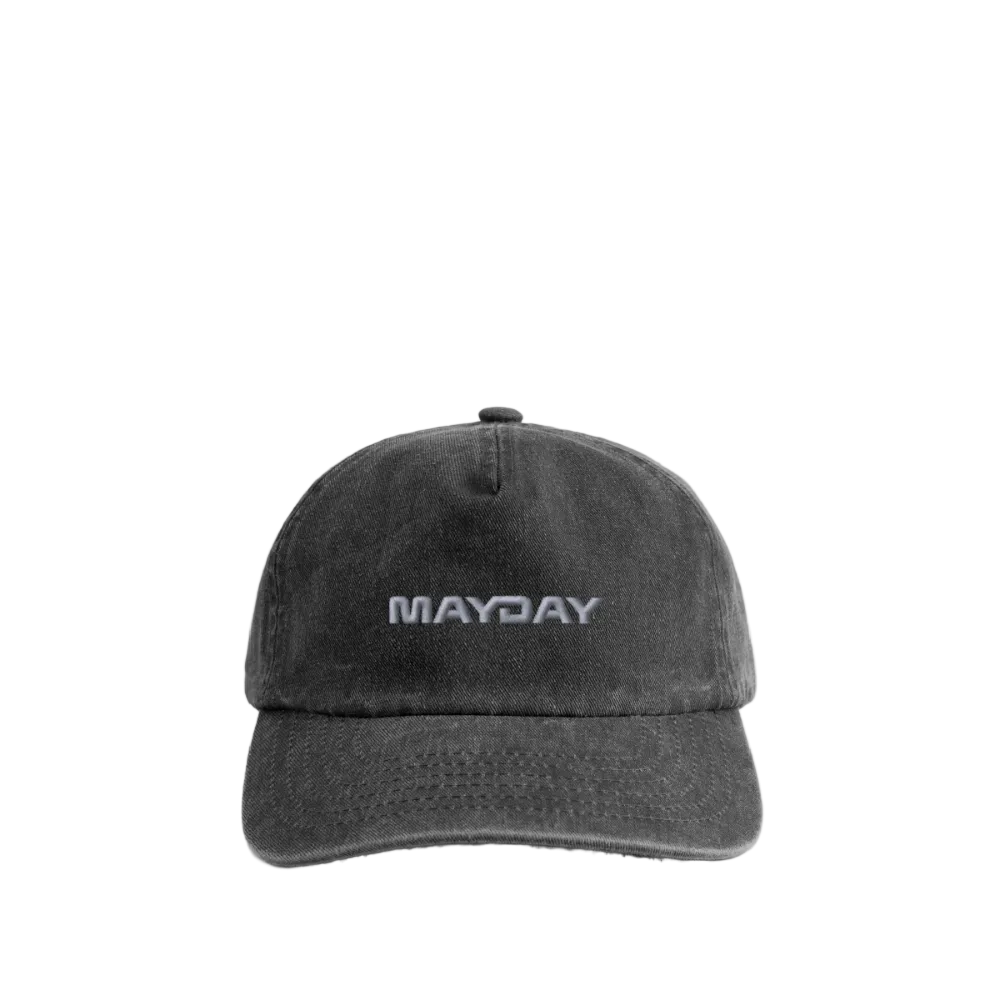 MAYDAY Relaxed Vintage Cap - weißer Print - Vintage Schwarz