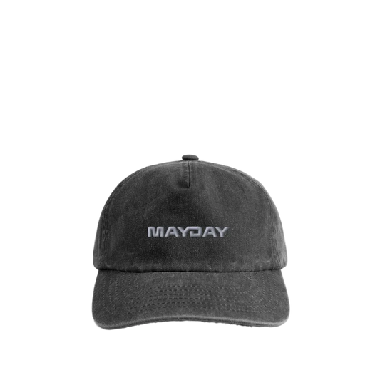 MAYDAY Relaxed Vintage Cap - weißer Print - Vintage Schwarz