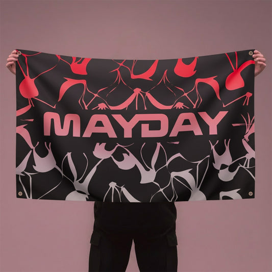 MAYDAY Fahne - weiß/rot